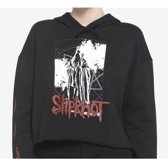 SlipKnot Womens Hoodie Size XS Y2K Cropped Graphic Heavy Metal Grunge Goth Rebel - Picture 5 of 12